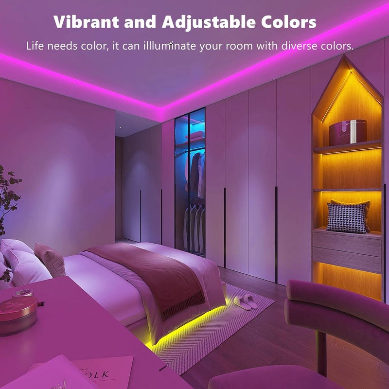 ZOZOO 100ft Led Lights for Bedroom(2 Rolls of 50ft), Smart RGB Led Strip Lights with 44-Key Remote & APP Control Music Sync with Color Changing for Home Party Festival Decoration - Image 3